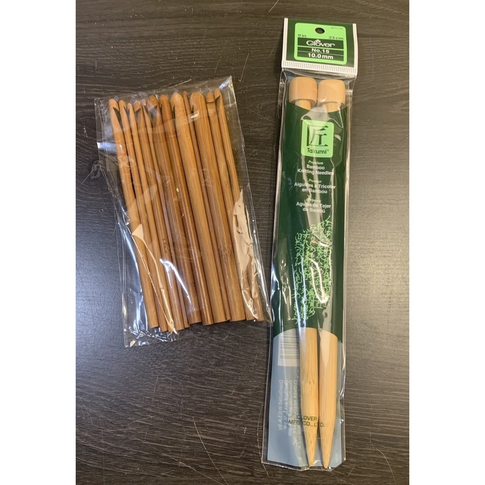 Clover Takumi & Misc Bamboo Knitting Needles Lot Of 14 Mixed Sizes *New*